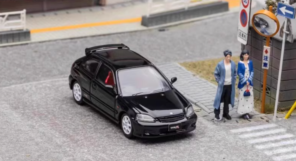 FH 1:64 Black JDM Civic Type R EK9 Hatchback Sport Model Diecast