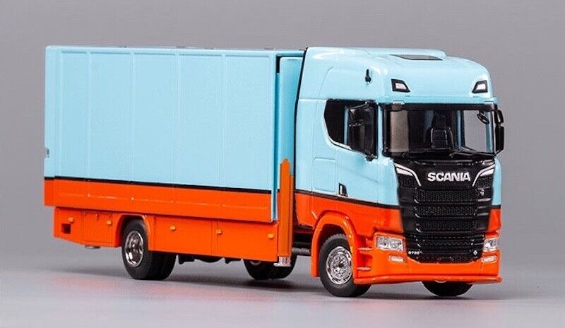 GCD 1:64 Blue Scania S730 Enclosed Double Deck Tow Truck Model