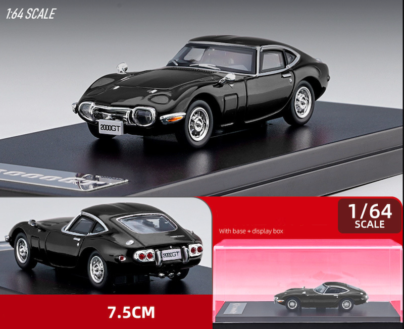 LCD 1:64 Black Toyota 2000GT Racing Sports Classic Model Toy