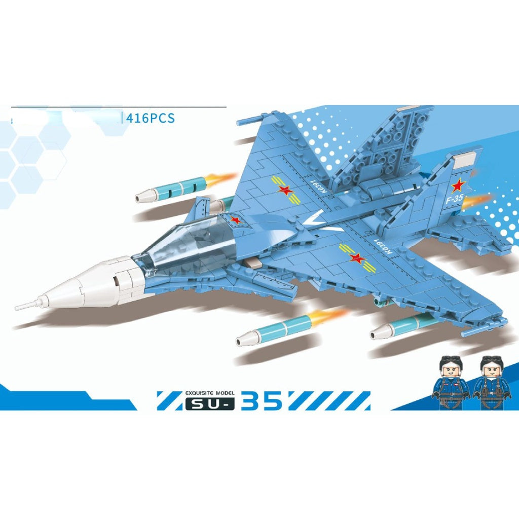 Military MOC SU-27 Flanker Fighter Jet Bricks Kids Toys