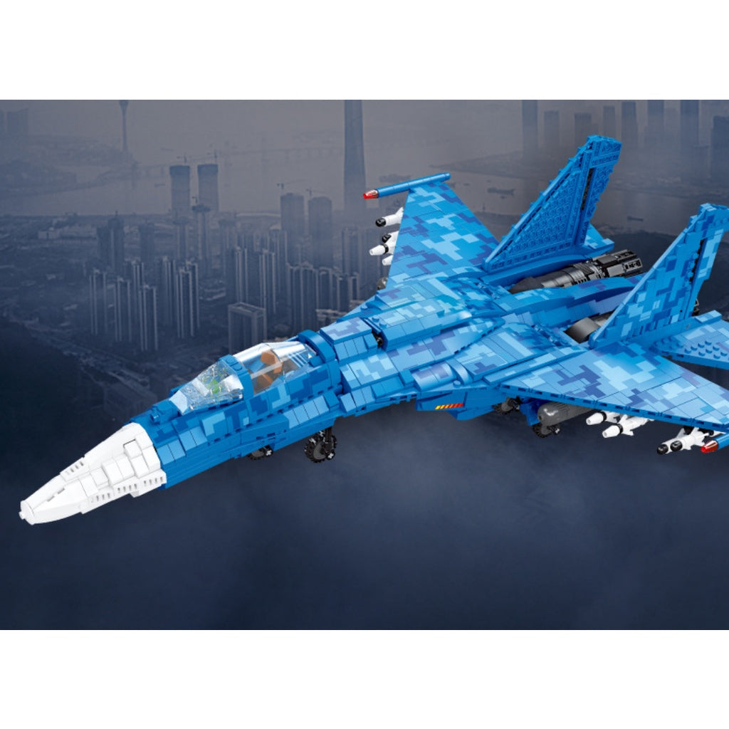 Military MOC SU-27 Flanker Fighter Jet Bricks Kids Toys