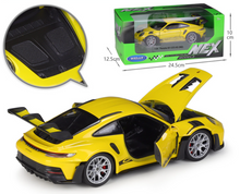 Load image into Gallery viewer, WELLY 1:24 Yellow 911 992 GT3 RS Racing Sports Model Diecast Metal Car New
