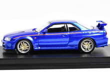 Load image into Gallery viewer, MC 1:64 Blue JDM SKYLINE GTR R34 V-SPEC Sports Model Diecast Metal Car New Collection
