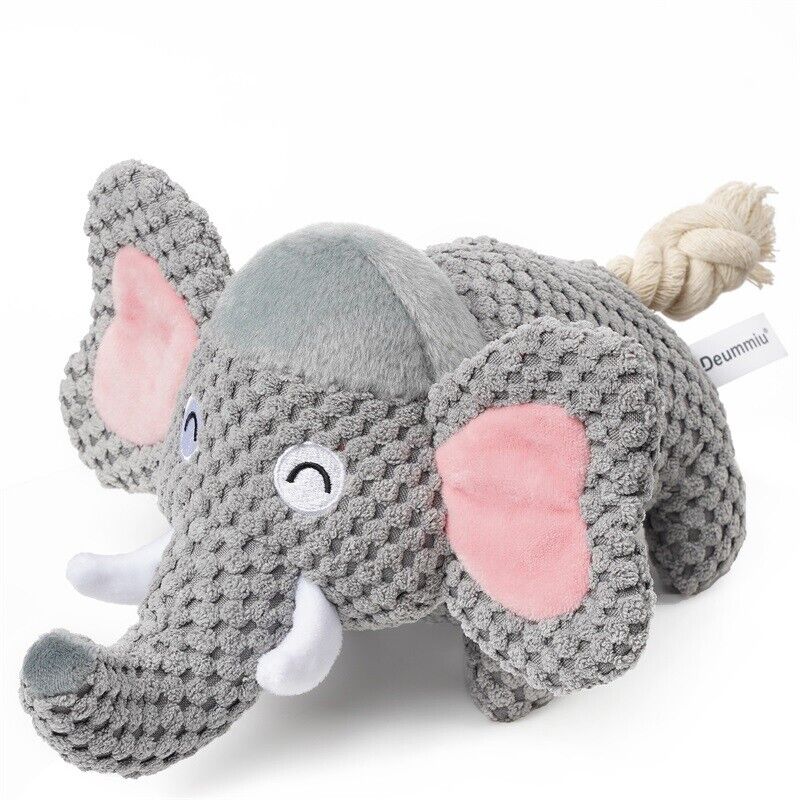 Dog Squeaky Toys Elephant Chew Puppy Fluffy Rope Toy Durable Teeth Grinding Pet