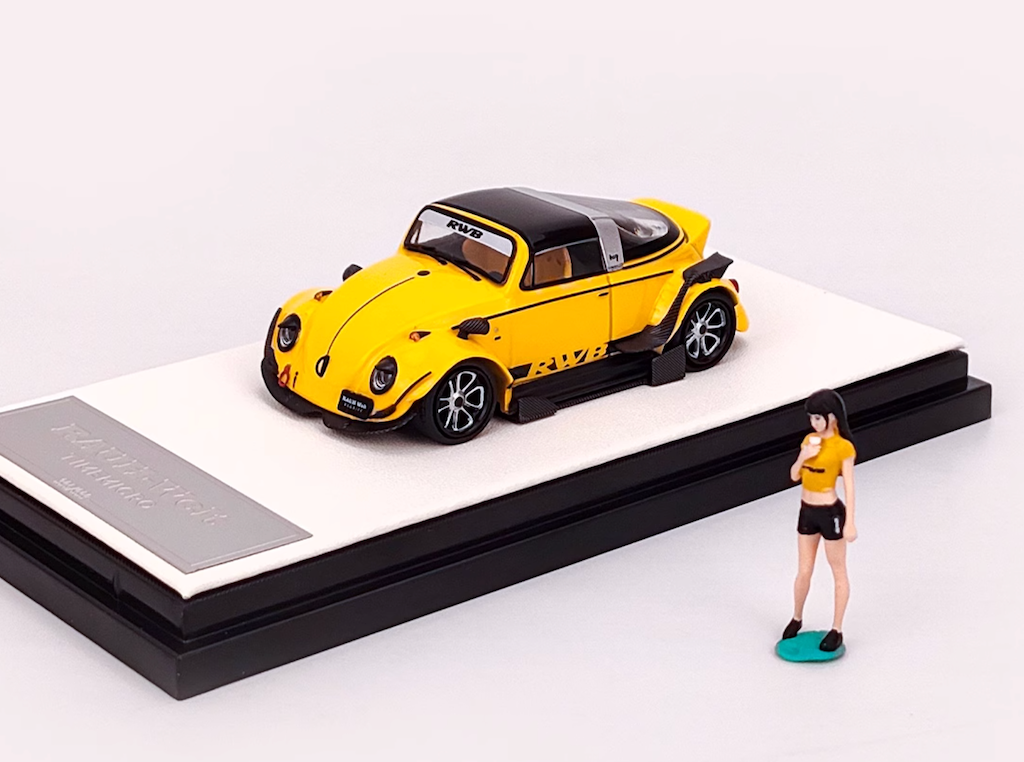 TM 1:64 Yellow RWB Beetle Widebody Sports Figure Model Diecast