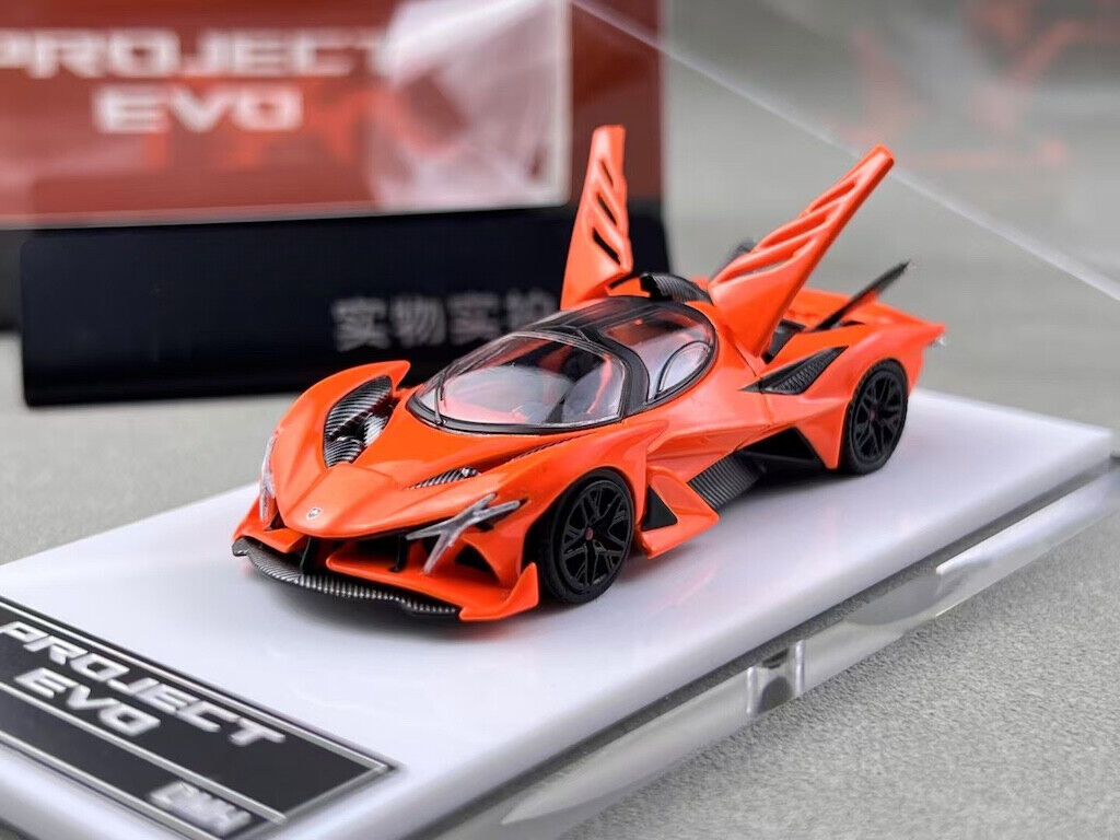 DMH 1:64 Orange Project Evo Racing Sports Model Diecast Metal Car New Collection