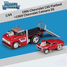 Load image into Gallery viewer, Maisto 1:64 1966 C60 Flatbed Trailer 1969 Camaro SS Model Diecast Metal Car
