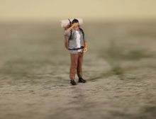 Load image into Gallery viewer, 1:64 Painted Figure Model Miniature Resin Sand Hiking Backpacker Man Climer Toy Collection
