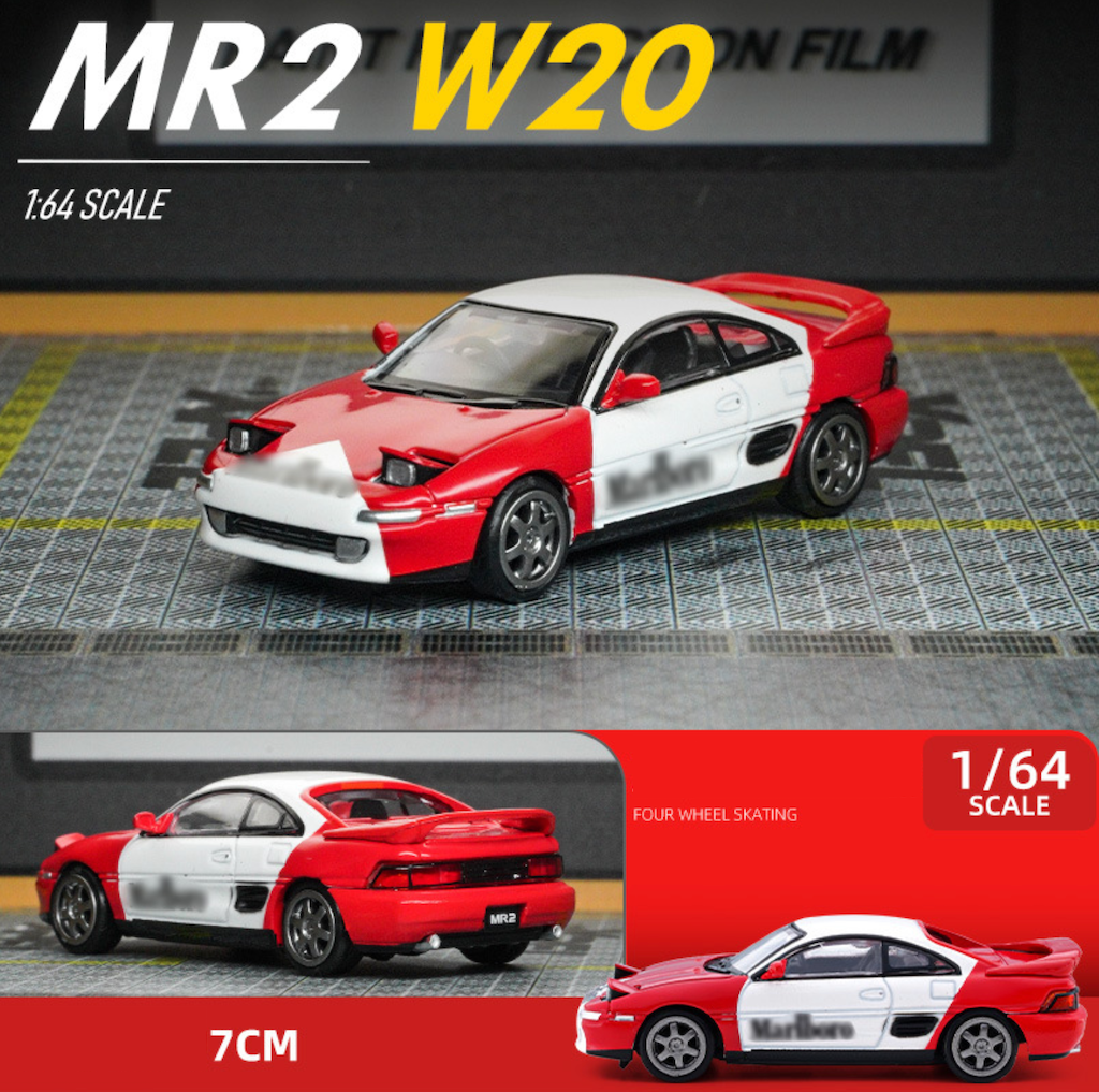1:64 JDM Red White Toyota MR2 W20 Racing Sports Model Toy Diecast Metal Car BN