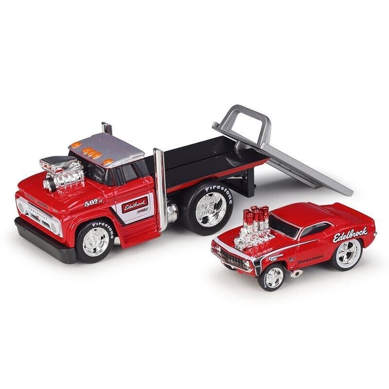 Maisto 1:64 1966 C60 Flatbed Trailer 1969 Camaro SS Model Diecast Metal Car