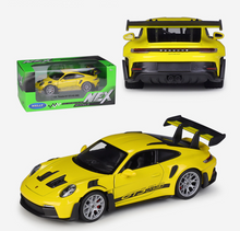 Load image into Gallery viewer, WELLY 1:24 Yellow 911 992 GT3 RS Racing Sports Model Diecast Metal Car New
