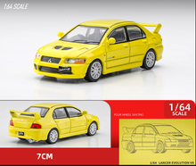 Load image into Gallery viewer, JKM 1:64 Yellow JDM Mitsubishi Lancer Evolution EVO 7 VII Racing Model Toy Metal Car
