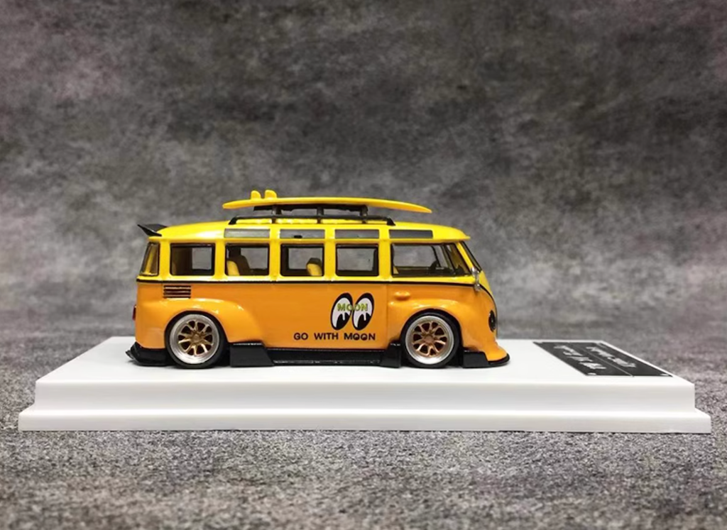 TPC 1:64 Yellow VW T1 Kombi Van Moon Eyes Camper Model Diecast Metal C –  mycrazybuy store