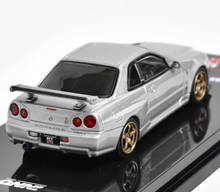 Load image into Gallery viewer, Inno 1:64 Silver JDM Skyline GTR R34 V-Spec Sports Model Diecast Metal Car
