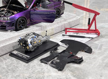 Load image into Gallery viewer, MH 1:18 Purple Skyling GTR R34 Nismo RB26DETT Engine Model Diecast Metal Car
