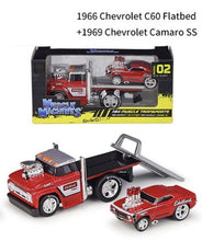 Load image into Gallery viewer, Maisto 1:64 1966 C60 Flatbed Trailer 1969 Camaro SS Model Diecast Metal Car
