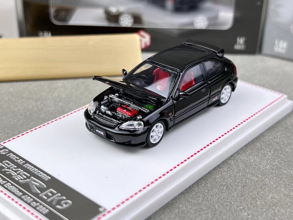 FH 1:64 Black JDM Civic Type R EK9 Hatchback Sport Model Diecast