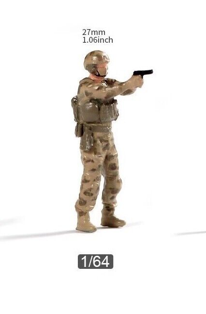1:64 Painted Figure Model Miniature Resin Diorama Sand Army Soldier Man WIth Gun New