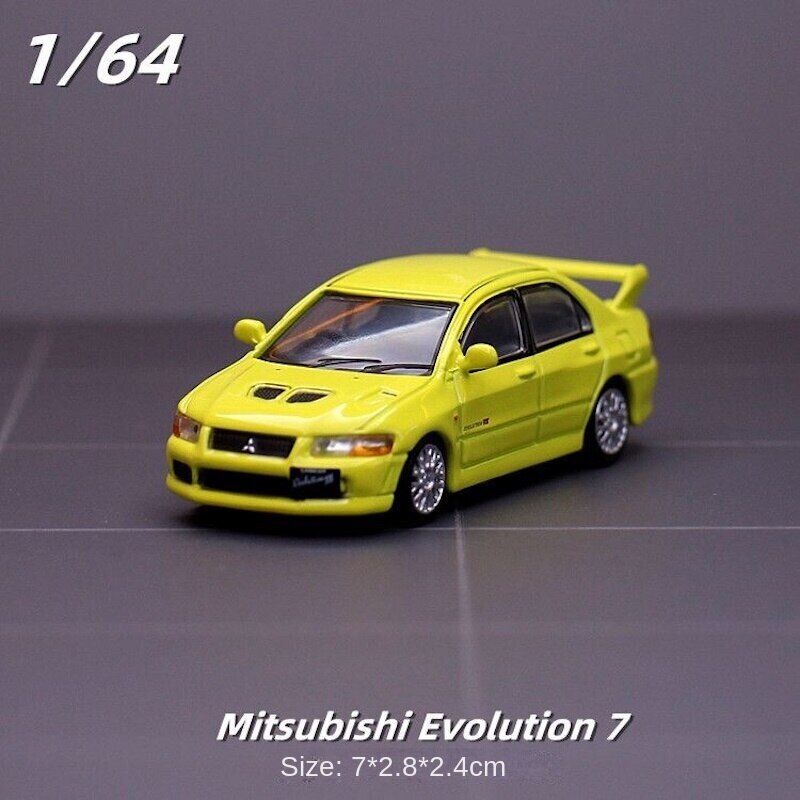 JKM 1:64 Yellow JDM Mitsubishi Lancer Evolution EVO 7 VII Racing Model Toy Metal Car