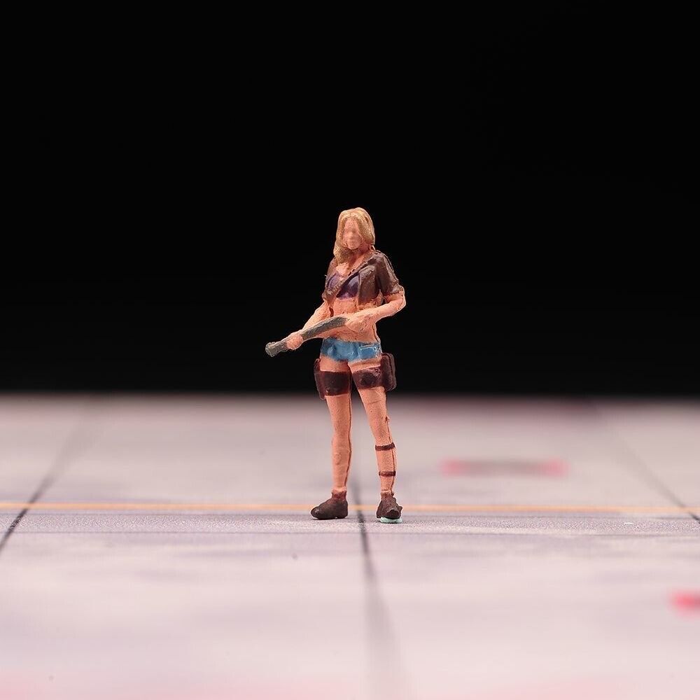 1:64 Painted Figure Model Miniature Resin Diorama Sand Toy Beauty Hound Girl Gun New