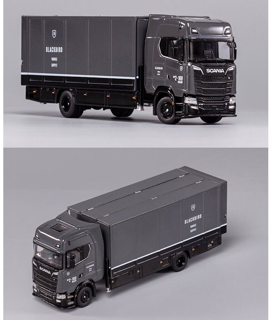 GCD 1:64 Grey Scania S730 Enclosed Double Deck Tow Truck Model 