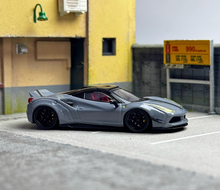 Load image into Gallery viewer, CM 1:64 Gray LBWK 488 Widebody Super Racing Sports Model Diecast Metal Car
