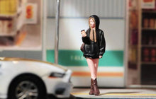 Load image into Gallery viewer, 1:64 Painted Figure Model Miniature Resin Diorama Sand Black Hoddie Girl Lady New Collection
