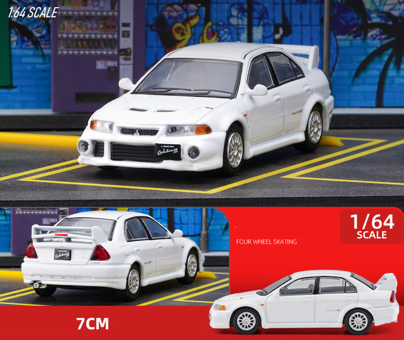 JKM 1:64 White JDM Mitsubishi Lancer Evolution EVO 6 VI Racing Sport Model Toy Metal Car