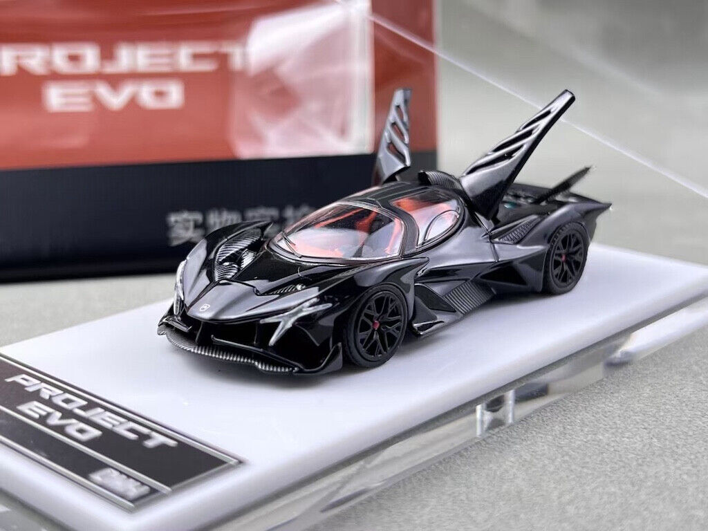 DMH 1:64 Black Project Evo Racing Sports Model Diecast Metal Car New Collection