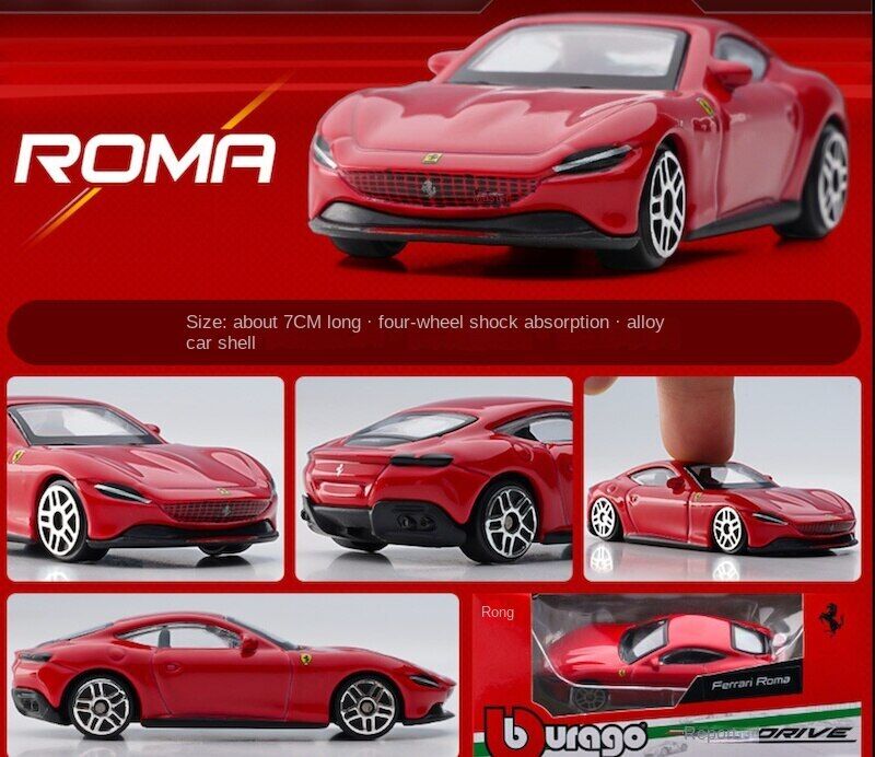 Bburago 1:64 Red Ferrari Roma Racing Sports Model Toy Diecast Metal Ca –  mycrazybuy store