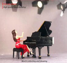 Load image into Gallery viewer, 1:64 Painted Figure Mini Model Miniature Resin Diorama Sand Pianist Lady Piano
