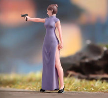 Load image into Gallery viewer, 1:64 Painted Figure Model Miniature Resin Diorama Toy Gun Wielding Lady Assassin New Collection
