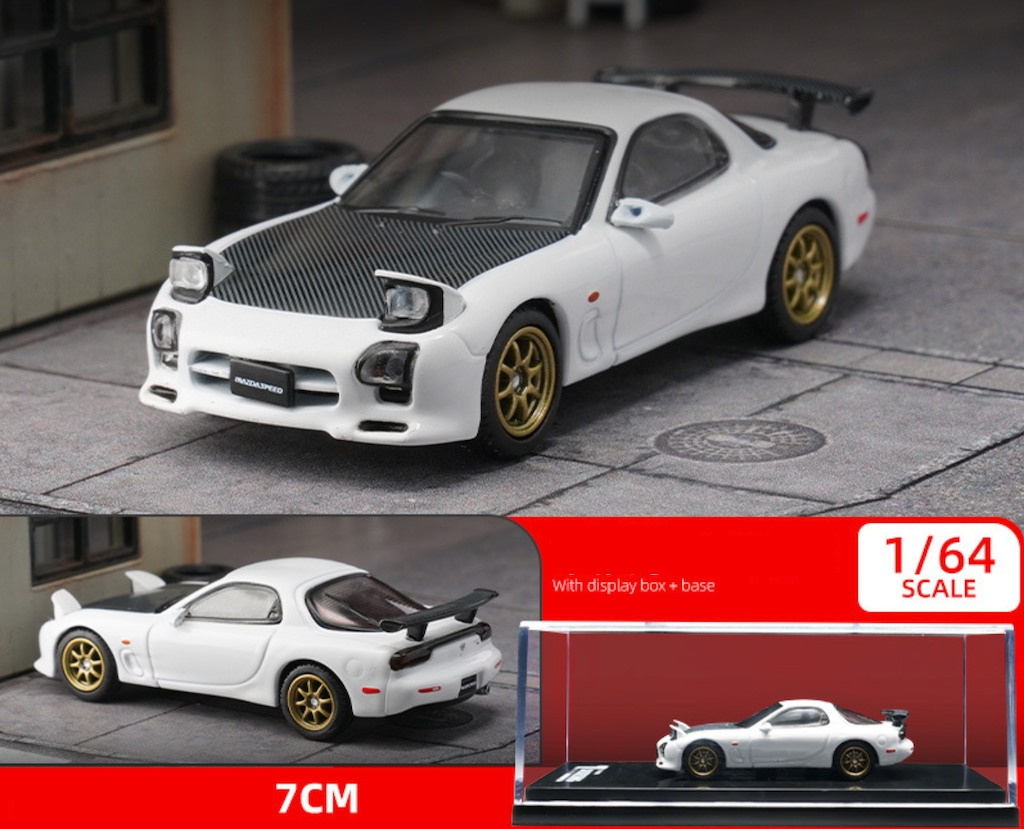 Hobby Japan 1:64 White JDM RX7 FD3S A Spec Sports Model Toy Diecast Metal Car