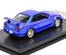 Load image into Gallery viewer, MC 1:64 Blue JDM SKYLINE GTR R34 V-SPEC Sports Model Diecast Metal Car New Collection
