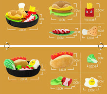 Load image into Gallery viewer, Dog Squeaky Toys Food Plate Burger Hot Dog Chew Tear-Resistant Plush Toy Set Pet
