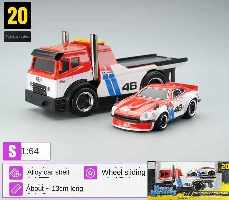 Maisto 1:64 JDM Flatbed Trailer 1972 DATSUN 240Z Model Diecast Metal Car New