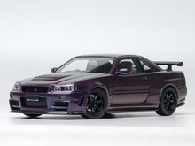 Load image into Gallery viewer, MH 1:18 Purple Skyling GTR R34 Nismo RB26DETT Engine Model Diecast Metal Car
