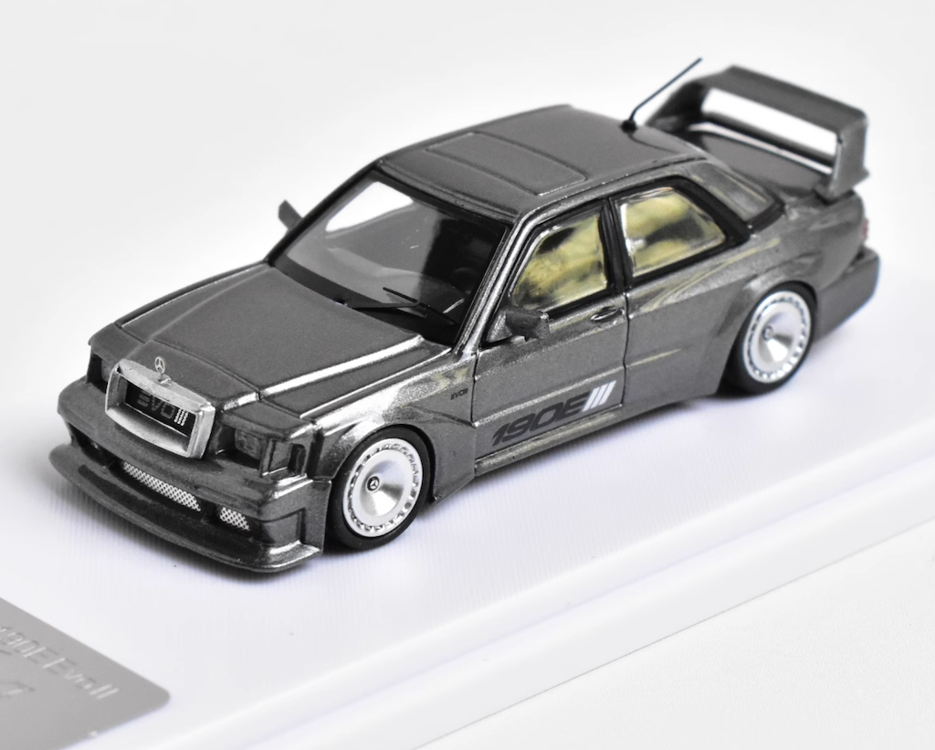 BSC 1:64 Gray 190E EVO II W201 Sedan Sports Model Diecast Metal Car New Collection