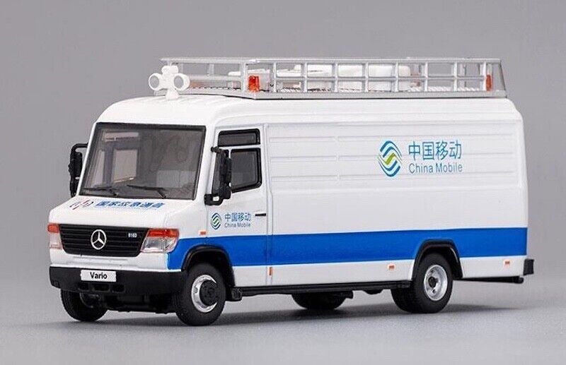 GCD 1:64 White Benz Vario CHINA MOBILE Truck Van Model Diecast Metal Car New Collection