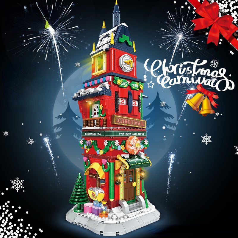 1084PCS MOC Christmas Count Down Clock Tower Model Toy Building Block Brick Gift Kids Compatible Lego