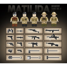 Load image into Gallery viewer, 1211PCS Military WW2 Matilida Infantry MK.II A12 Tank Figure Model Toy Building Block Brick Gift Kids DIY Compatible Lego
