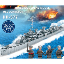 Load image into Gallery viewer, 2661PCS Military WW2 Large USS Johnston DD-557 Destroyer Battle Ship Figure Model Toy Buiding Block Brick Gift Kids DIY Compatible Lego
