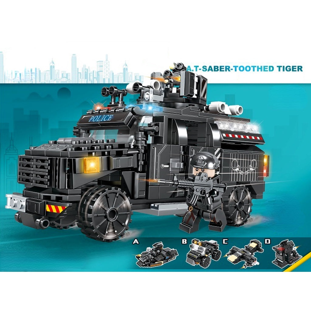 436PCS MOC 4in1 City Police Tiger Armored Car Vehicle Figure Model To –  mycrazybuy store