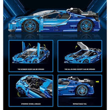 Load image into Gallery viewer, 3868PCS MOC Technic Speed Static Large W16 Blue Super Racing Sports Car Model Toy Building Block Brick Gift Kids DIY Set New 1:8 Compatible Lego
