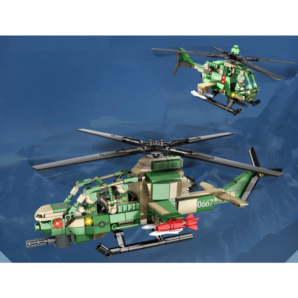 334PCS MOC Military AH-1 Attack Helicopter COBRA Figure Model Toy Building Block Brick Gift Kids DIY Set New Compatible Lego