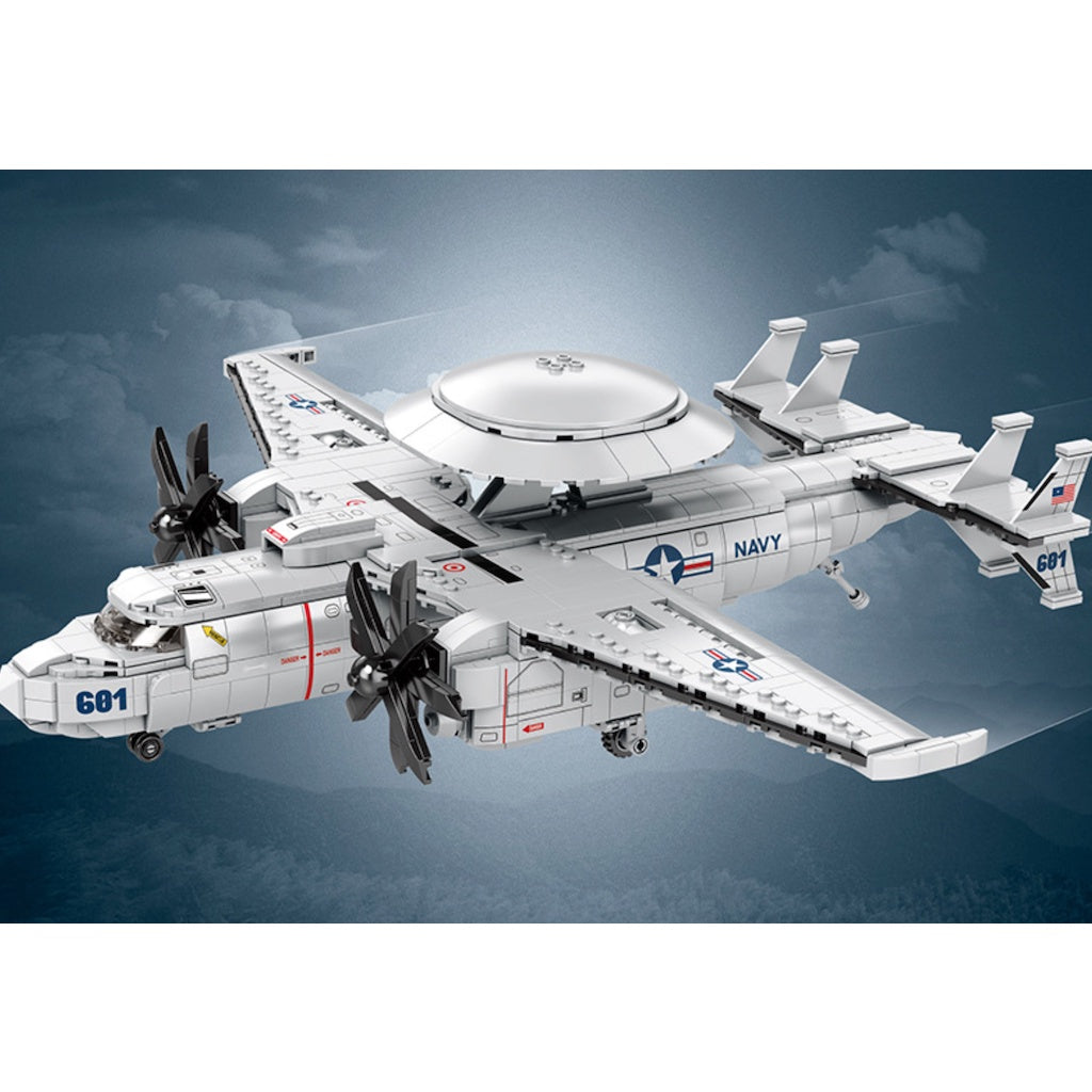 1144PCS MOC Military E-2 Hawkeye Airborne Early Warning Aircraft Model Toy Building Block Brick Gift Kids DIY Set New Compatible Lego