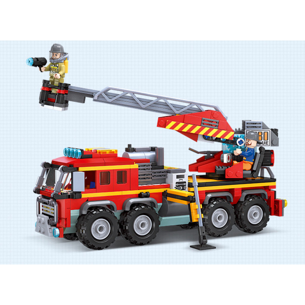 454PCS MOC City Heavy Ladder Fire Engine Truck Figure Model Toy Building Block Brick Gift Kids DIY Set New Compatible Lego