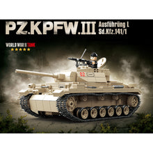 Load image into Gallery viewer, 959PCS MOC Military PZ.KPFW Panzer Panzerkampfwagen III SD.KFZ.141 Tank Figure Model Toy Building Block Brick Gift Kids DIY Set New Compatible Lego
