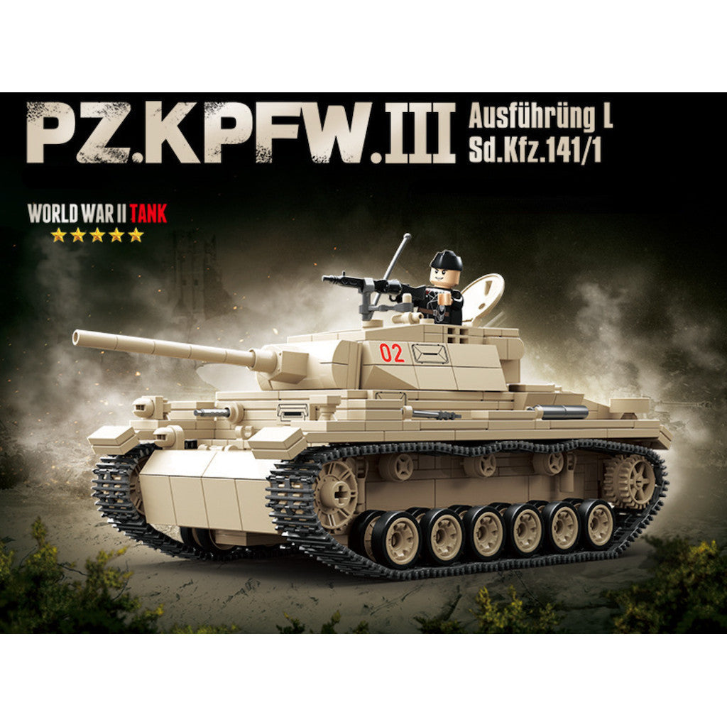 959PCS MOC Military PZ.KPFW Panzer Panzerkampfwagen III SD.KFZ.141 Tank Figure Model Toy Building Block Brick Gift Kids DIY Set New Compatible Lego