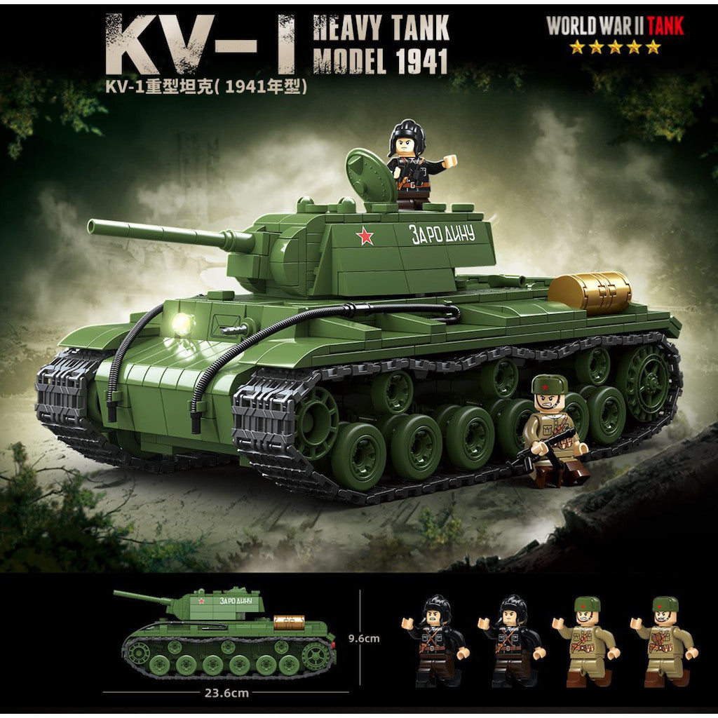 1192PCS Military 1941 KV-1 Heavy Tank Figure Model Toy Building Block Brick Gift Kids DIY Set New Compatible Lego